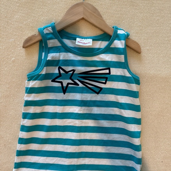 Hanna Anderson Striped Teal and White Kids Tank Top - Picture 1 of 4